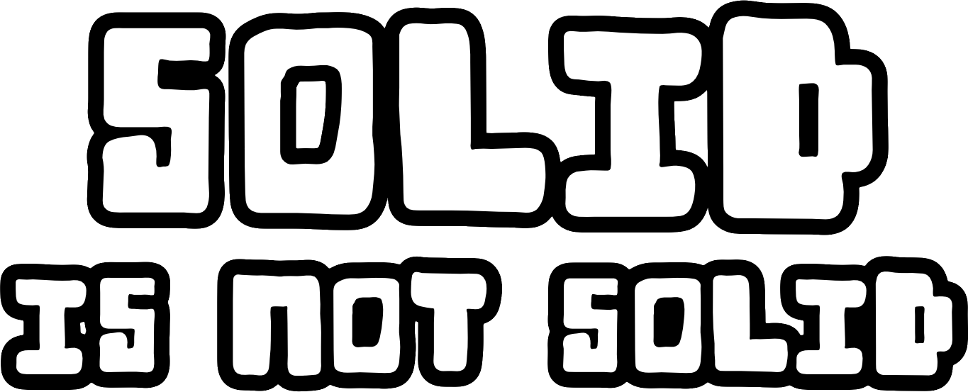 Graphics showing the book title 'SOLID is not Solid'